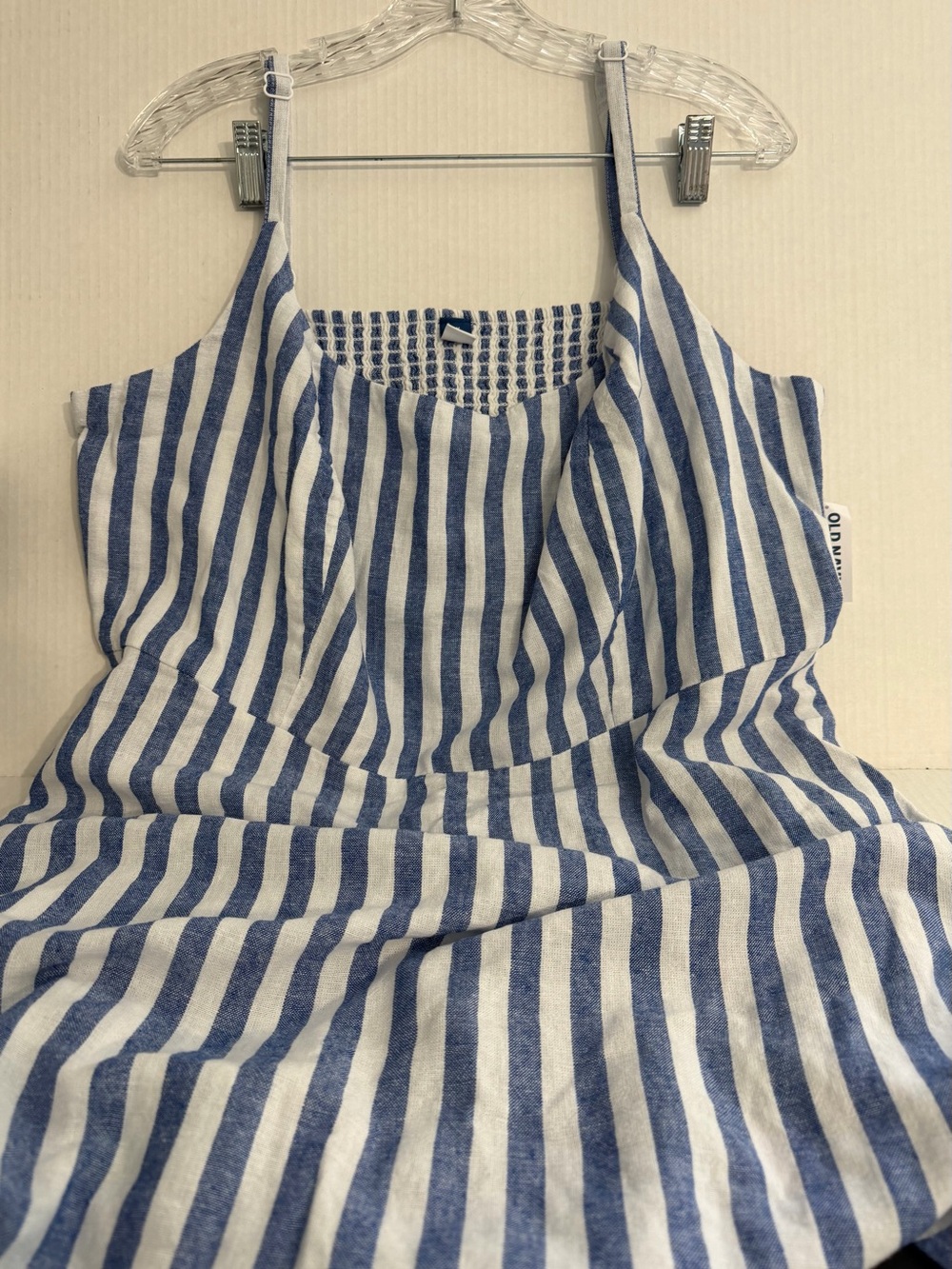 Old Navy Blue & White Adjustable Striped Spaghetti Strap Dress
